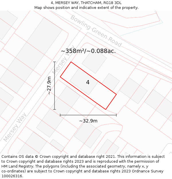 4, MERSEY WAY, THATCHAM, RG18 3DL: Plot and title map