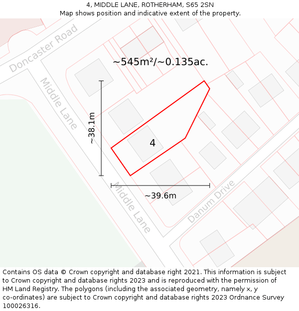 4, MIDDLE LANE, ROTHERHAM, S65 2SN: Plot and title map