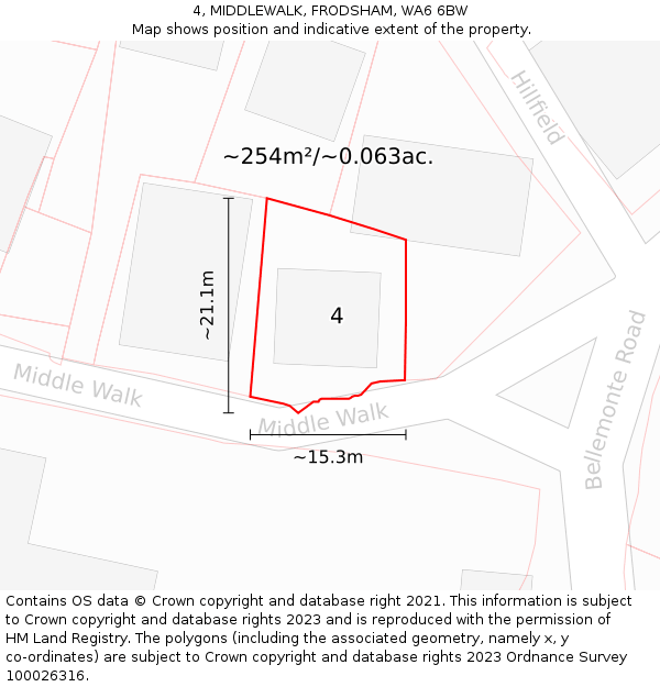 4, MIDDLEWALK, FRODSHAM, WA6 6BW: Plot and title map