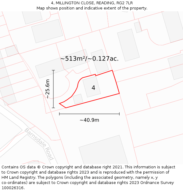 4, MILLINGTON CLOSE, READING, RG2 7LR: Plot and title map