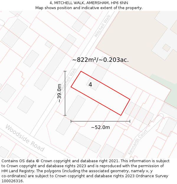 4, MITCHELL WALK, AMERSHAM, HP6 6NN: Plot and title map