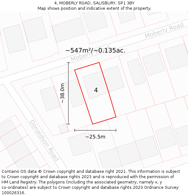 4, MOBERLY ROAD, SALISBURY, SP1 3BY: Plot and title map