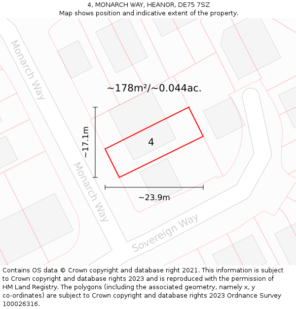 4, MONARCH WAY, HEANOR, DE75 7SZ: Plot and title map