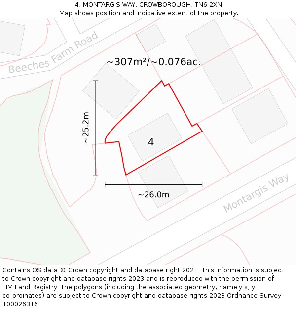 4, MONTARGIS WAY, CROWBOROUGH, TN6 2XN: Plot and title map