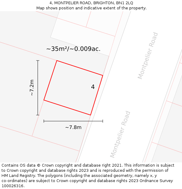 4, MONTPELIER ROAD, BRIGHTON, BN1 2LQ: Plot and title map