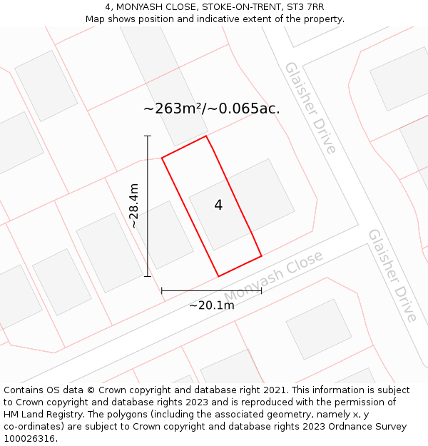 4, MONYASH CLOSE, STOKE-ON-TRENT, ST3 7RR: Plot and title map