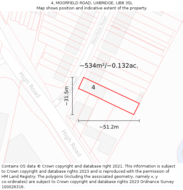 4, MOORFIELD ROAD, UXBRIDGE, UB8 3SL: Plot and title map