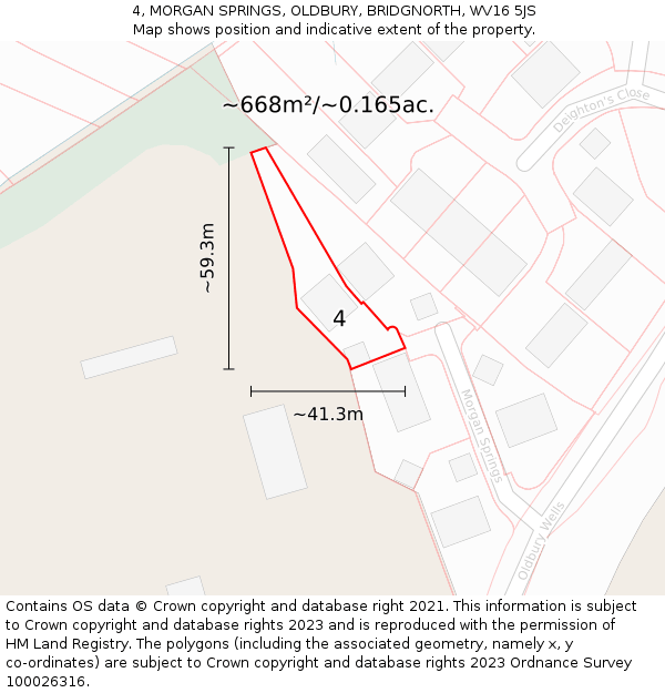 4, MORGAN SPRINGS, OLDBURY, BRIDGNORTH, WV16 5JS: Plot and title map