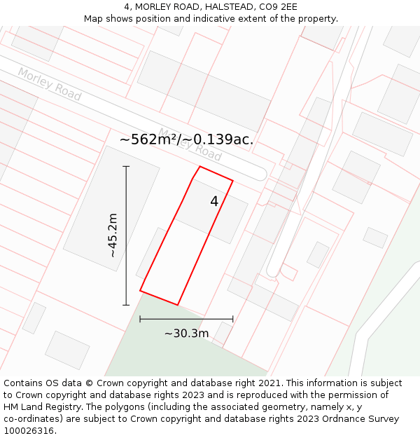 4, MORLEY ROAD, HALSTEAD, CO9 2EE: Plot and title map