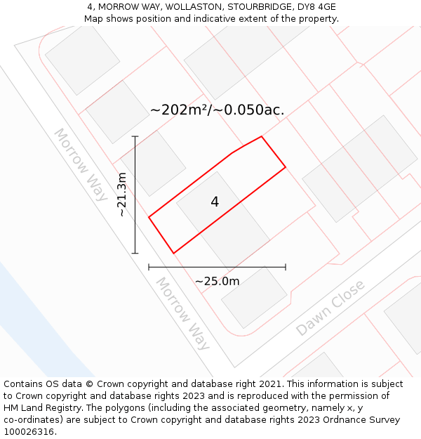 4, MORROW WAY, WOLLASTON, STOURBRIDGE, DY8 4GE: Plot and title map