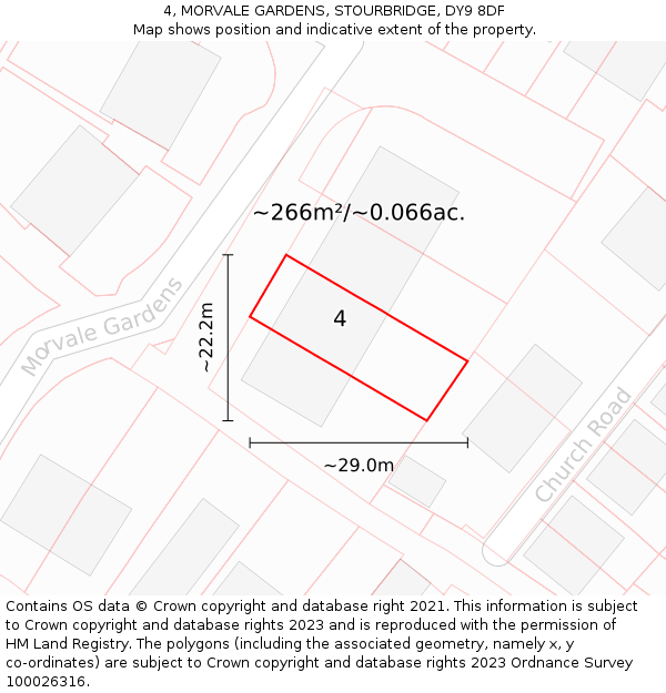 4, MORVALE GARDENS, STOURBRIDGE, DY9 8DF: Plot and title map