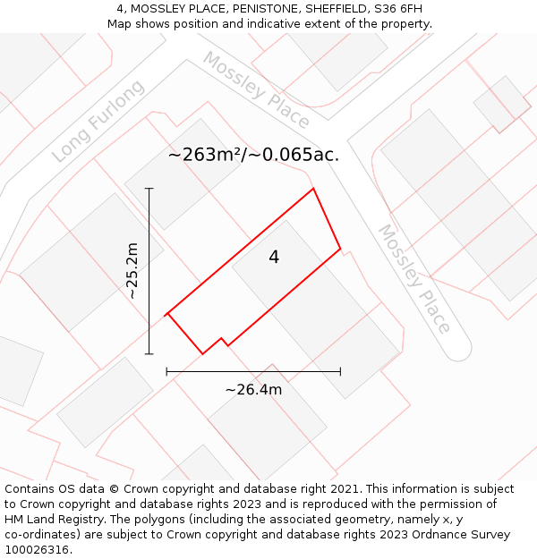 4, MOSSLEY PLACE, PENISTONE, SHEFFIELD, S36 6FH: Plot and title map