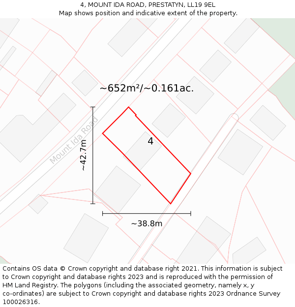 4, MOUNT IDA ROAD, PRESTATYN, LL19 9EL: Plot and title map