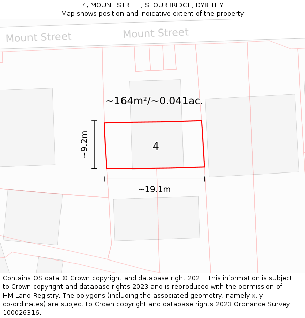 4, MOUNT STREET, STOURBRIDGE, DY8 1HY: Plot and title map