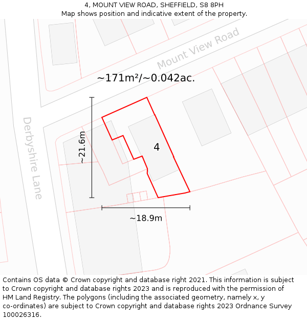 4, MOUNT VIEW ROAD, SHEFFIELD, S8 8PH: Plot and title map