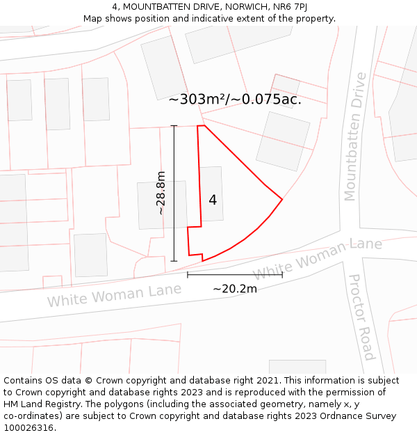 4, MOUNTBATTEN DRIVE, NORWICH, NR6 7PJ: Plot and title map