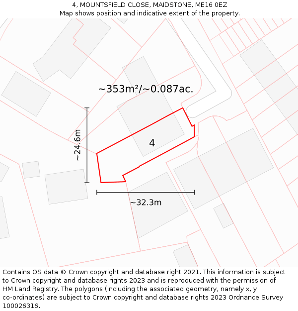 4, MOUNTSFIELD CLOSE, MAIDSTONE, ME16 0EZ: Plot and title map