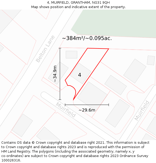 4, MUIRFIELD, GRANTHAM, NG31 9QH: Plot and title map