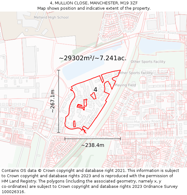 4, MULLION CLOSE, MANCHESTER, M19 3ZF: Plot and title map