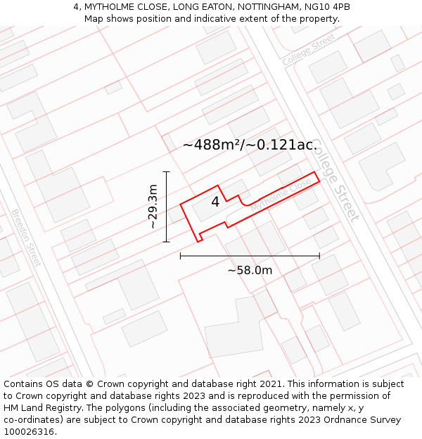 4, MYTHOLME CLOSE, LONG EATON, NOTTINGHAM, NG10 4PB: Plot and title map