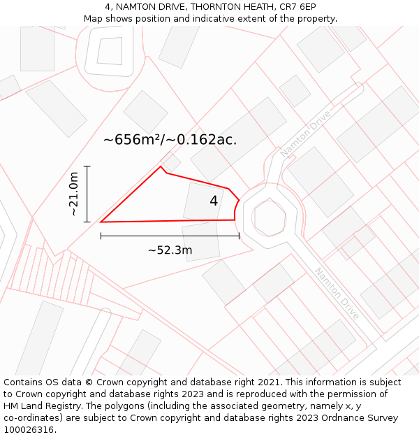 4, NAMTON DRIVE, THORNTON HEATH, CR7 6EP: Plot and title map