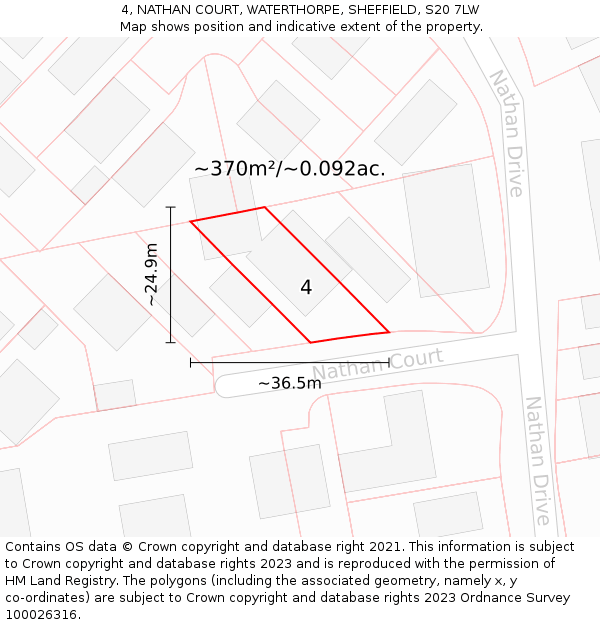 4, NATHAN COURT, WATERTHORPE, SHEFFIELD, S20 7LW: Plot and title map