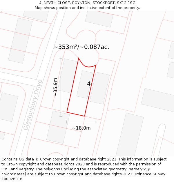 4, NEATH CLOSE, POYNTON, STOCKPORT, SK12 1SG: Plot and title map