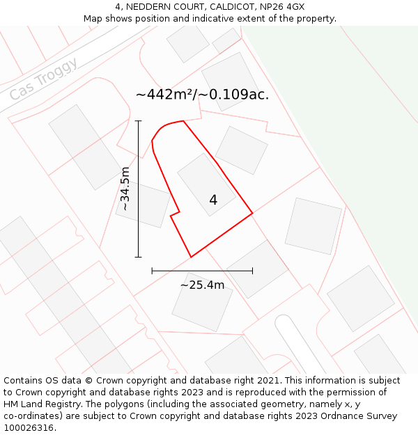 4, NEDDERN COURT, CALDICOT, NP26 4GX: Plot and title map