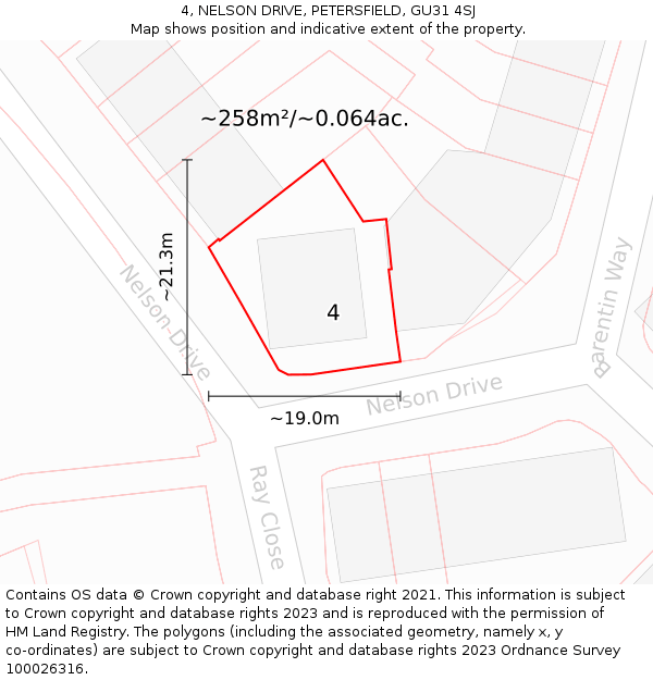 4, NELSON DRIVE, PETERSFIELD, GU31 4SJ: Plot and title map