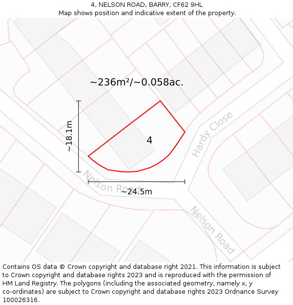 4, NELSON ROAD, BARRY, CF62 9HL: Plot and title map