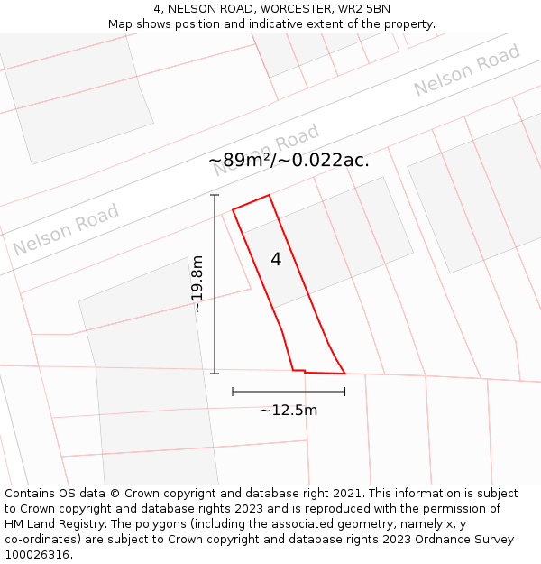 4, NELSON ROAD, WORCESTER, WR2 5BN: Plot and title map