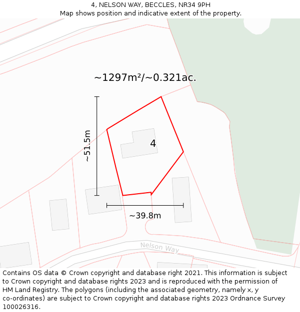 4, NELSON WAY, BECCLES, NR34 9PH: Plot and title map