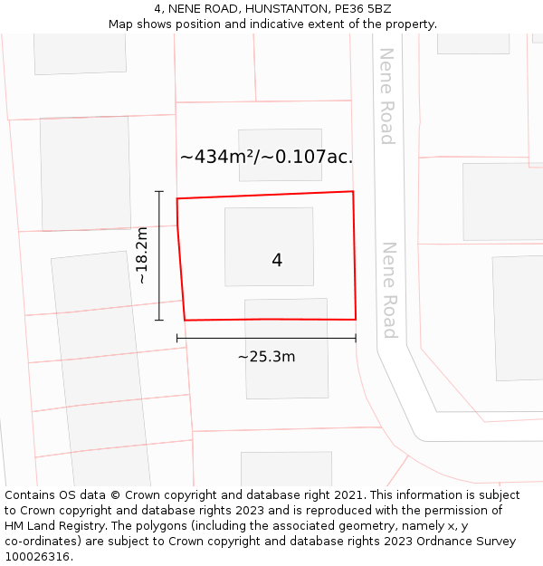 4, NENE ROAD, HUNSTANTON, PE36 5BZ: Plot and title map