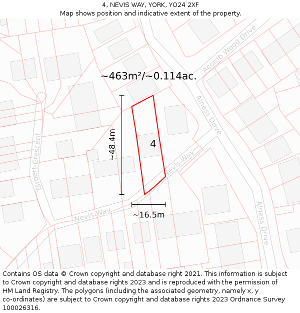 4, NEVIS WAY, YORK, YO24 2XF: Plot and title map