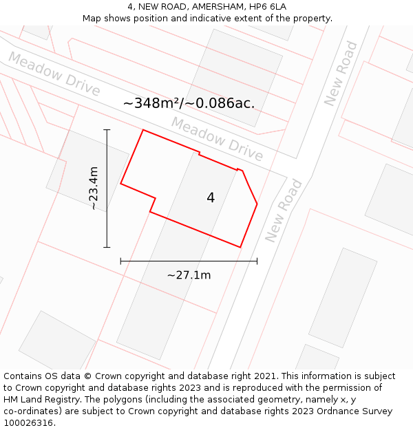 4, NEW ROAD, AMERSHAM, HP6 6LA: Plot and title map