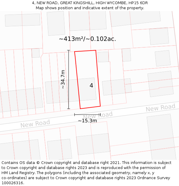 4, NEW ROAD, GREAT KINGSHILL, HIGH WYCOMBE, HP15 6DR: Plot and title map