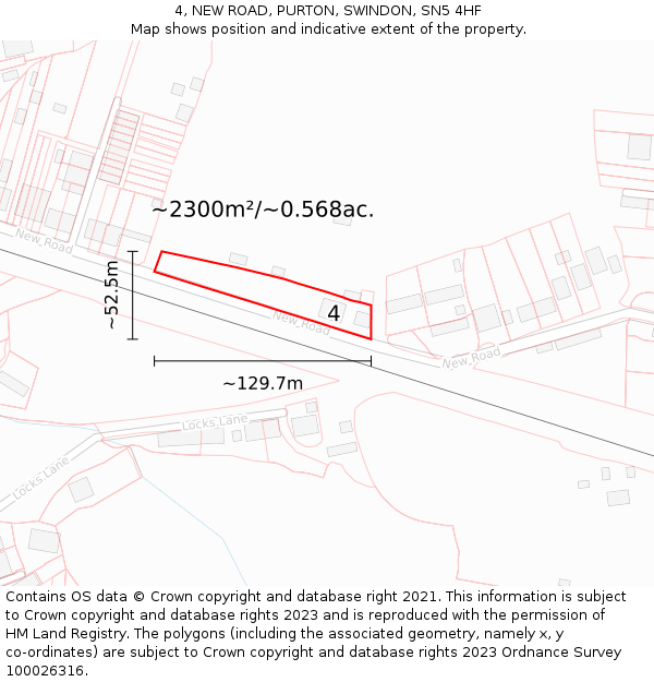 4, NEW ROAD, PURTON, SWINDON, SN5 4HF: Plot and title map