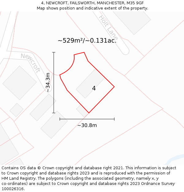 4, NEWCROFT, FAILSWORTH, MANCHESTER, M35 9GF: Plot and title map