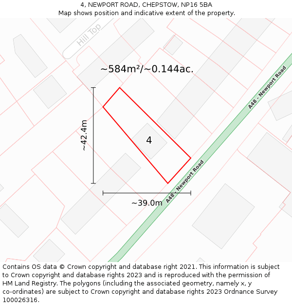 4, NEWPORT ROAD, CHEPSTOW, NP16 5BA: Plot and title map