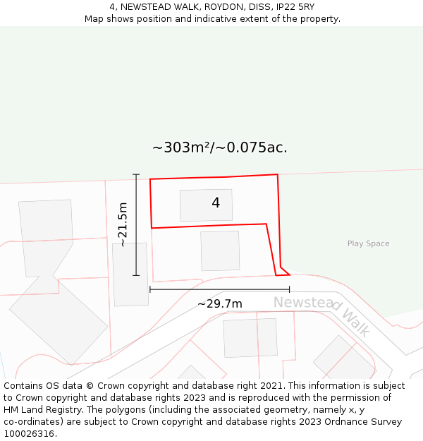 4, NEWSTEAD WALK, ROYDON, DISS, IP22 5RY: Plot and title map