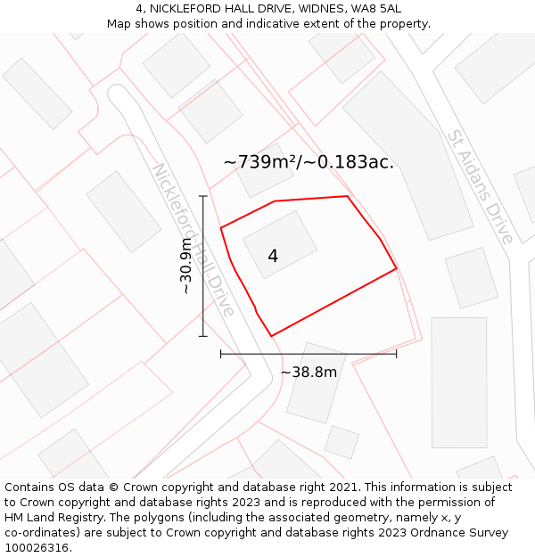 4, NICKLEFORD HALL DRIVE, WIDNES, WA8 5AL: Plot and title map