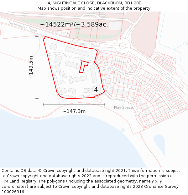 4, NIGHTINGALE CLOSE, BLACKBURN, BB1 2RE: Plot and title map