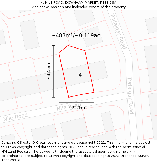 4, NILE ROAD, DOWNHAM MARKET, PE38 9SA: Plot and title map