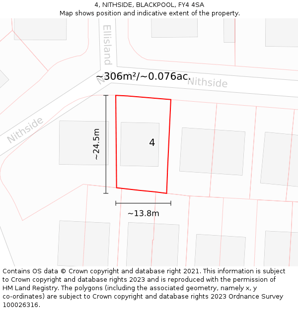 4, NITHSIDE, BLACKPOOL, FY4 4SA: Plot and title map