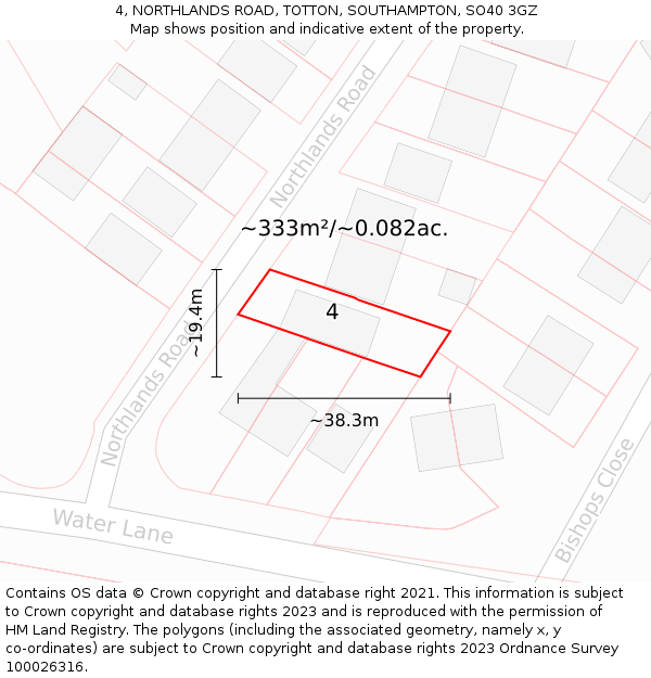 4, NORTHLANDS ROAD, TOTTON, SOUTHAMPTON, SO40 3GZ: Plot and title map