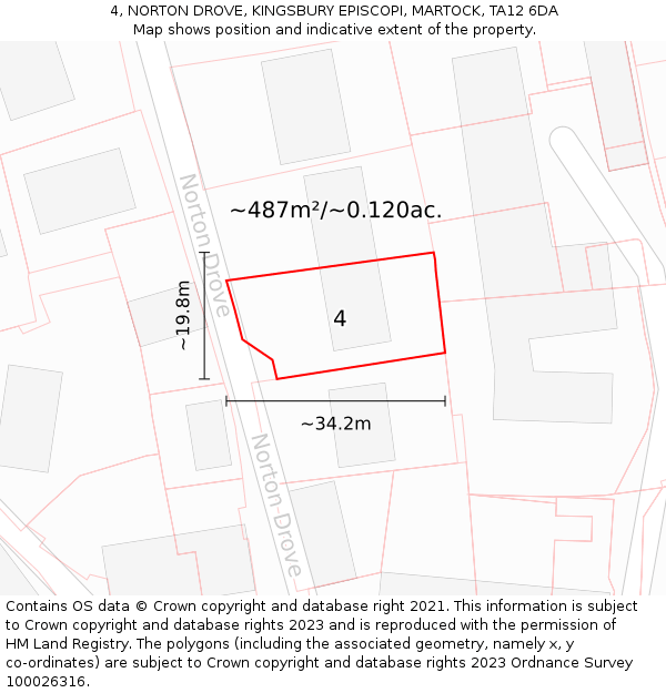 4, NORTON DROVE, KINGSBURY EPISCOPI, MARTOCK, TA12 6DA: Plot and title map