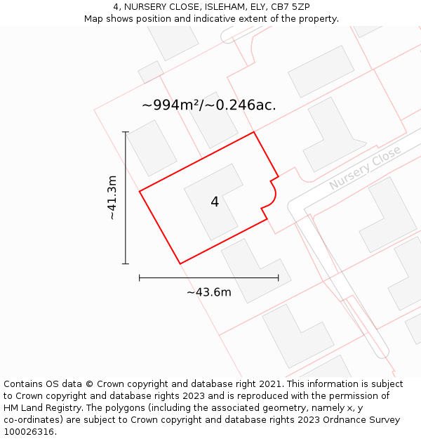 4, NURSERY CLOSE, ISLEHAM, ELY, CB7 5ZP: Plot and title map