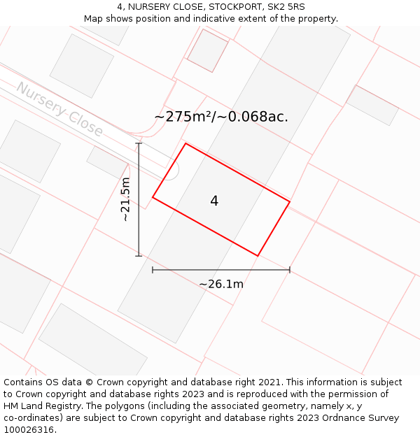 4, NURSERY CLOSE, STOCKPORT, SK2 5RS: Plot and title map