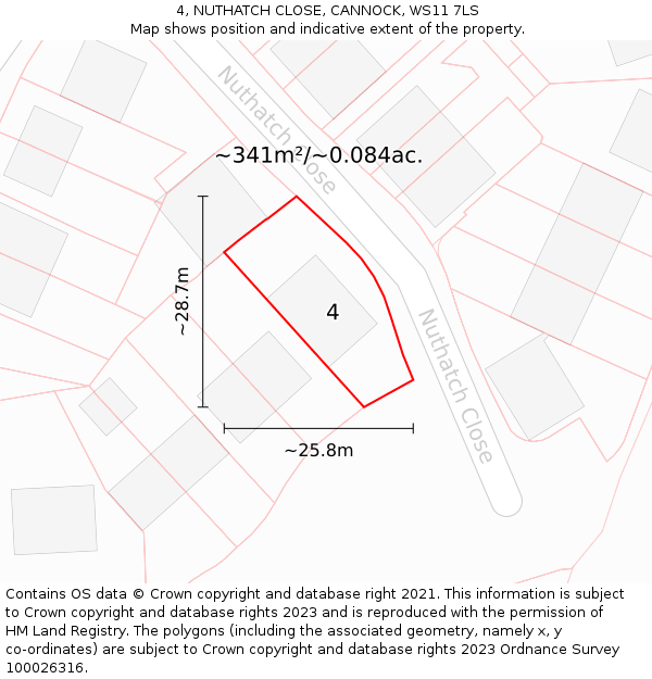 4, NUTHATCH CLOSE, CANNOCK, WS11 7LS: Plot and title map