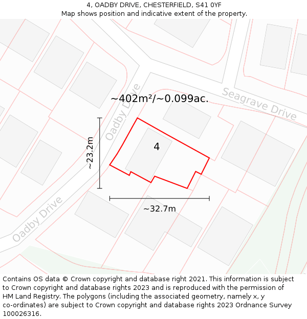 4, OADBY DRIVE, CHESTERFIELD, S41 0YF: Plot and title map